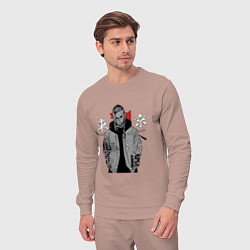 Костюм хлопковый мужской Токийские мстители Рюгуджи Дракен, цвет: пыльно-розовый — фото 2