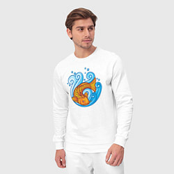 Костюм хлопковый мужской Золотая рыбка в море, цвет: белый — фото 2