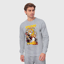 Костюм хлопковый мужской Клинок рассекающий демонов комбо Ренгоку, цвет: меланж — фото 2