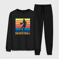 Костюм хлопковый мужской Basketball lettering, цвет: черный