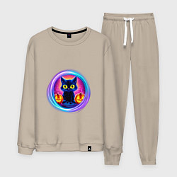 Мужской костюм Кот неоновый с тыквами