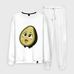 Костюм хлопковый мужской Ахегао авокадо, цвет: белый