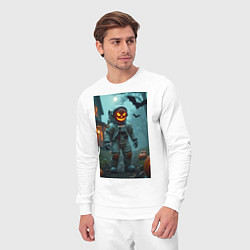 Костюм хлопковый мужской Тыква Джек космонавт, цвет: белый — фото 2