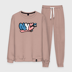 Костюм хлопковый мужской Graffiti NYC, цвет: пыльно-розовый