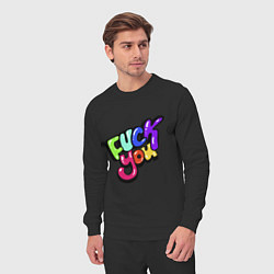 Костюм хлопковый мужской Fuck you multicolor, цвет: черный — фото 2