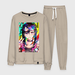 Костюм хлопковый мужской Дандадан: Момо Аясэ, цвет: миндальный