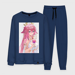 Костюм хлопковый мужской Genshin Impact Яэ Мико, цвет: тёмно-синий