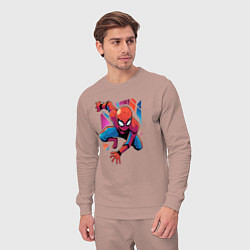 Костюм хлопковый мужской Крутой Человек-паук, цвет: пыльно-розовый — фото 2