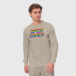 Костюм хлопковый мужской Open gamer logo, цвет: миндальный — фото 2