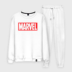 Костюм хлопковый мужской Marvel logo, цвет: белый