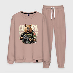 Костюм хлопковый мужской Cool capybara - military style, цвет: пыльно-розовый
