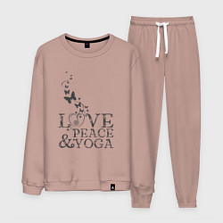 Костюм хлопковый мужской Love peace yoga, цвет: пыльно-розовый