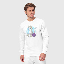 Костюм хлопковый мужской Re:Zero Пак кот, цвет: белый — фото 2