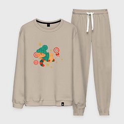 Костюм хлопковый мужской Медведь и сладости, цвет: миндальный