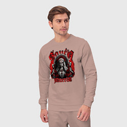 Костюм хлопковый мужской Санта Муэрто с скелетами, цвет: пыльно-розовый — фото 2