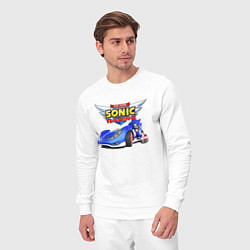 Костюм хлопковый мужской Cool hedgehog - Sonic racing team, цвет: белый — фото 2