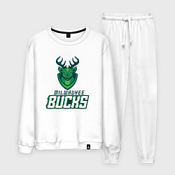 Костюм хлопковый мужской Milwaukee Bucks NBA, цвет: белый