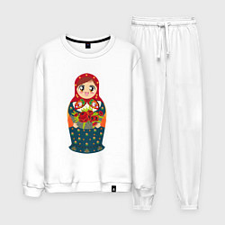 Костюм хлопковый мужской Матрёшка аниме, цвет: белый