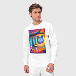 Костюм хлопковый мужской Психоделический осенний фрагмент с будильником, цвет: белый — фото 2