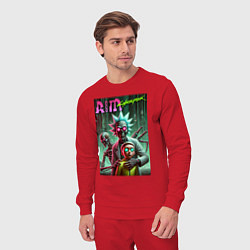 Костюм хлопковый мужской Rick and Morty with a skeleton - cyberpunk, цвет: красный — фото 2