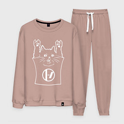 Костюм хлопковый мужской Twenty one pilots - cat rock, цвет: пыльно-розовый