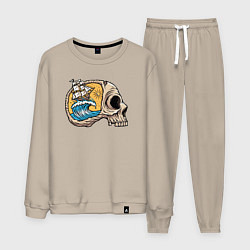 Костюм хлопковый мужской Кораблик в черепке, цвет: миндальный