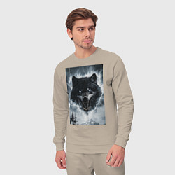 Костюм хлопковый мужской Волк с оскаленной пастью, цвет: миндальный — фото 2