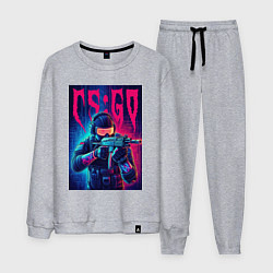 Костюм хлопковый мужской Counter Strike go - neon glow, цвет: меланж