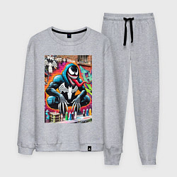 Костюм хлопковый мужской Веном сидит на кортах - граффити, цвет: меланж