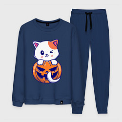 Костюм хлопковый мужской Halloween meow, цвет: тёмно-синий