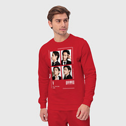Костюм хлопковый мужской Taehyung bts 4cut, цвет: красный — фото 2