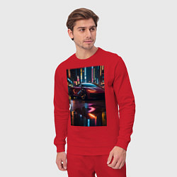 Костюм хлопковый мужской Суперкар и неон, цвет: красный — фото 2