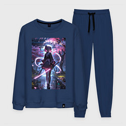 Мужской костюм Девушка с катаной на фоне цветущей сакуры