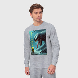 Костюм хлопковый мужской Baby and Symbiote - we are a Venom meme, цвет: меланж — фото 2