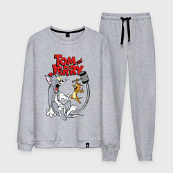 Костюм хлопковый мужской Том и Джерри - кувалда, цвет: меланж