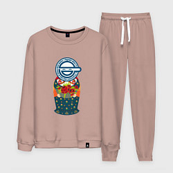 Костюм хлопковый мужской Матрёшка смеющийся человек, цвет: пыльно-розовый
