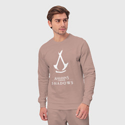 Костюм хлопковый мужской Assassins creed - shadows white, цвет: пыльно-розовый — фото 2