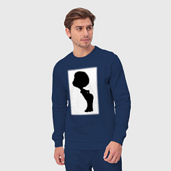 Костюм хлопковый мужской Силуэт поцелуй он - для пары, цвет: тёмно-синий — фото 2