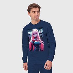 Костюм хлопковый мужской Darling in the Franxx - zero two - ai art, цвет: тёмно-синий — фото 2