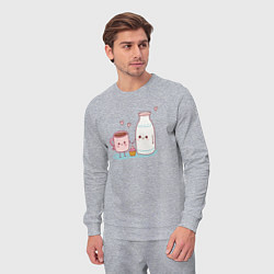 Костюм хлопковый мужской Кофе с молоком, цвет: меланж — фото 2