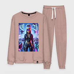 Костюм хлопковый мужской Cyber girl Barbie - neon glow, цвет: пыльно-розовый