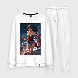 Мужской костюм Чудо-женщина на крыше с городским фоном в стиле ко