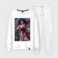 Мужской костюм Чудо-женщина на крыше с городским фоном