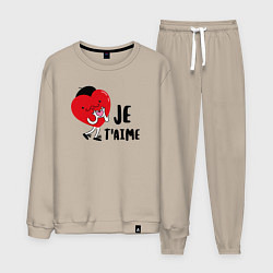 Костюм хлопковый мужской Je taime, цвет: миндальный