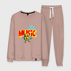 Костюм хлопковый мужской Музыкальный авокадо, цвет: пыльно-розовый