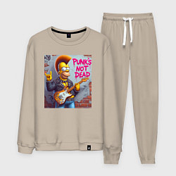 Костюм хлопковый мужской Homer Simpson - punks not dead, цвет: миндальный