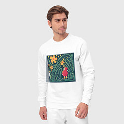 Костюм хлопковый мужской Девочка в волшебном саду, цвет: белый — фото 2