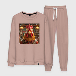 Костюм хлопковый мужской Петух, цвет: пыльно-розовый
