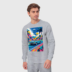 Костюм хлопковый мужской Кабриолет едет по тропическому острову, цвет: меланж — фото 2