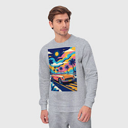 Костюм хлопковый мужской Кабриолет едет по тропическому острову, цвет: меланж — фото 2